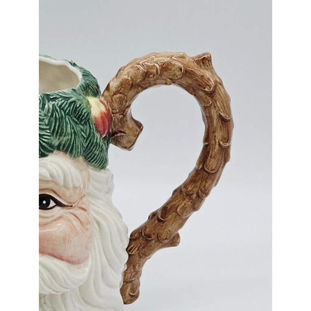 Fitz & Floyd Father Christmas Santa Pitcher 1991 Vintage Ceramic Fruit Pinecones